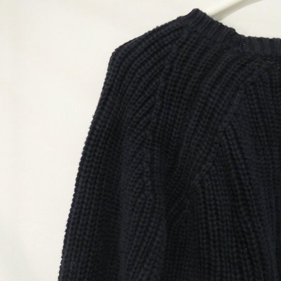 525 AMERICA | small | Navy Blue Cotton Chunky Knit Crewneck Sweater - Picture 9 of 16